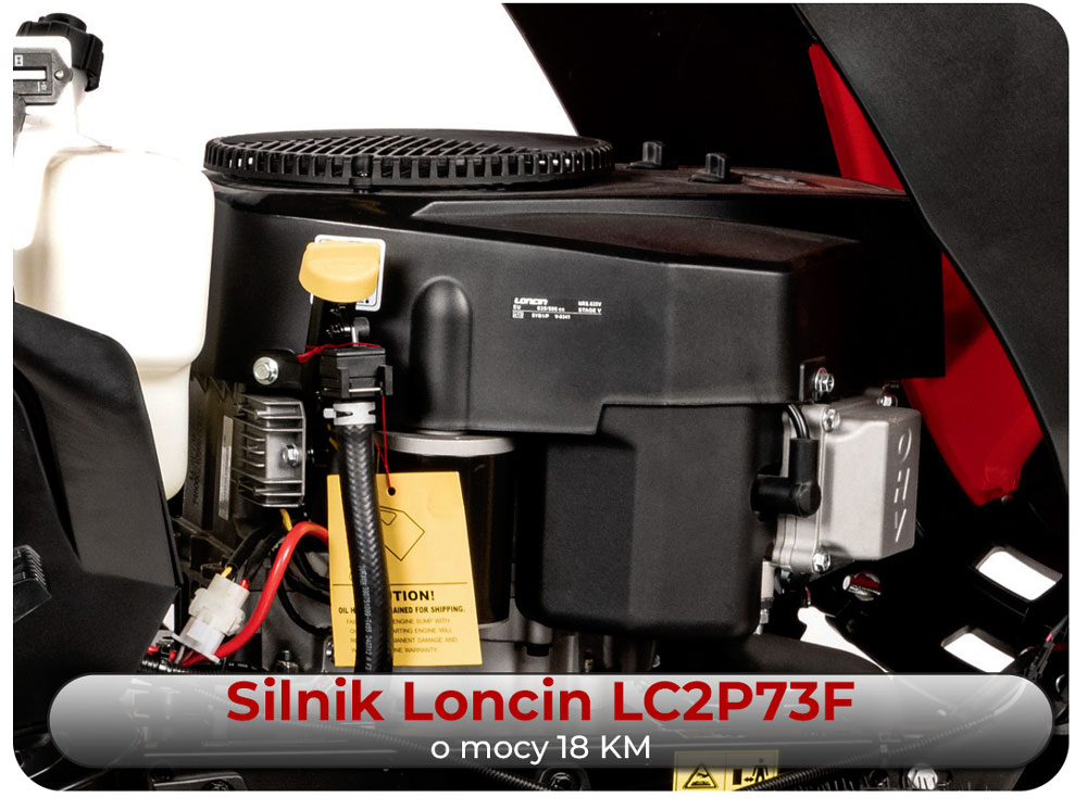 Dwucylindrowy silnik Loncin LC2P73F w traktorku Cedrus C-TRAC-102HC 